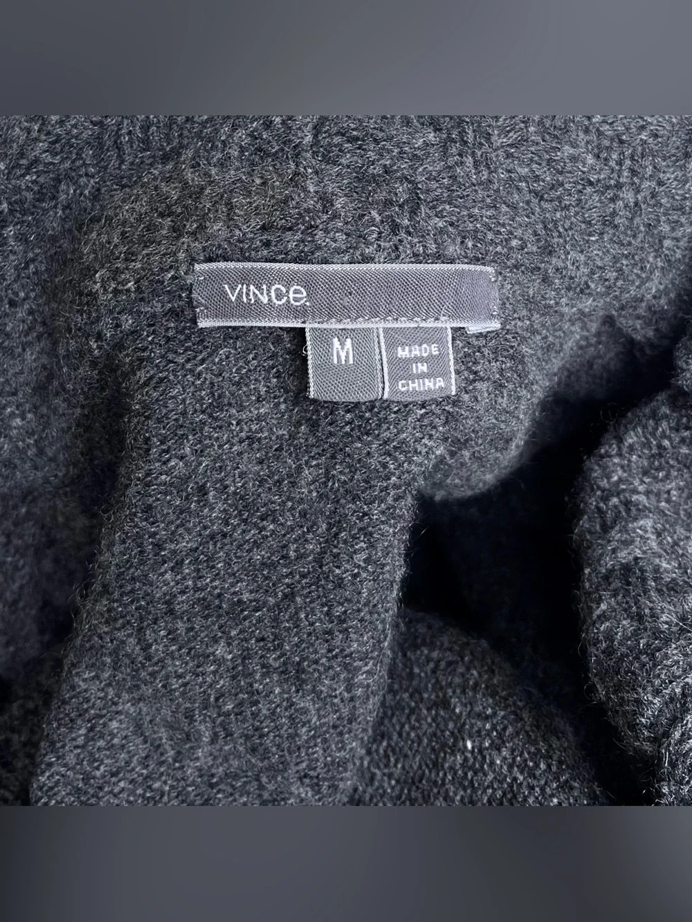 Women’s Vince Wool & Cashmere Blend Cardigan Shawl Sweater in Dark Grey (Medium)